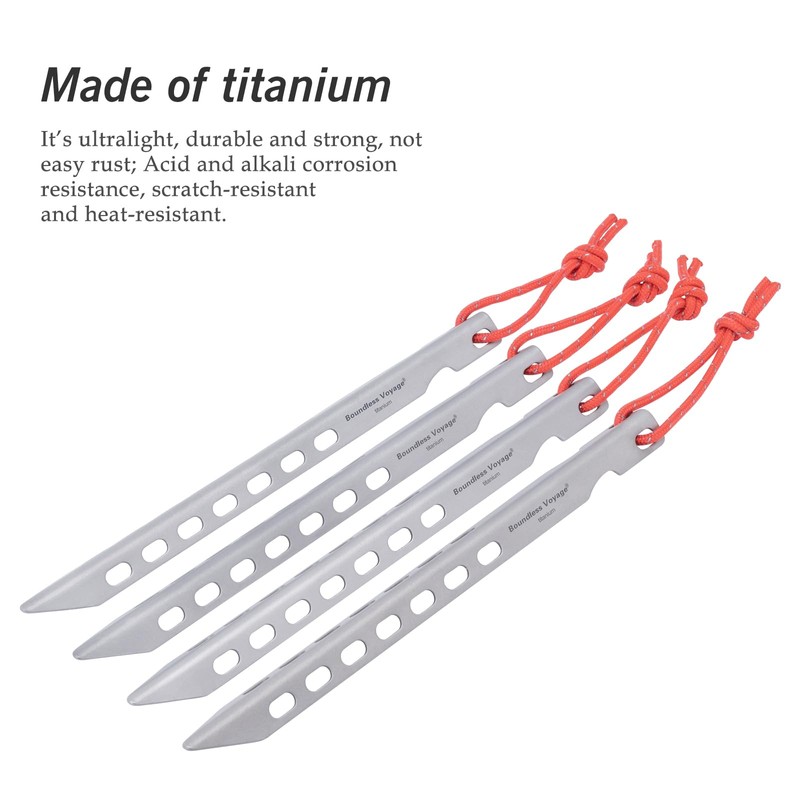 Boundless Voyage Outdoors Titanium Tent Stakes Pegs Camping Anchor Tent