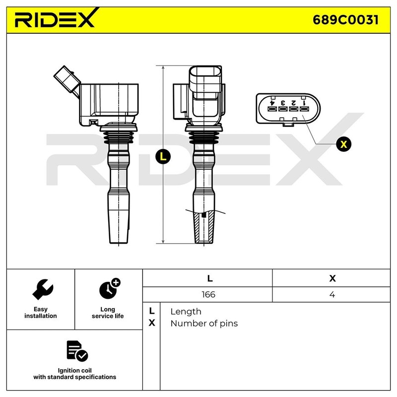 RIDEX Ignition Coil 689C0031 Golf VII Hatchback (5G1, BQ1, BE1,