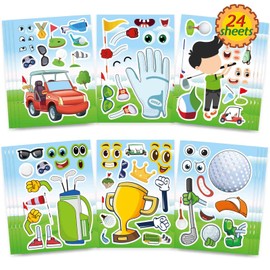 24 Sheets Make Your Own Golf Theme Stickers, Make-a-face Stickers Sport Sticker Party Favors Boys Girls Gifts Classroom School Supplies Decorations