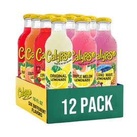 Calypso Lemonade, 6 Flavor Variety Pack, Made with Real Fruit, 16 Fl Oz Glass Bottles (Pack of 12)