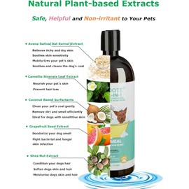 YUDOTE Oatmeal Dog Shampoo and Conditioner 4-in-1 Deodorizer,Moisturizer for Smelly Dogs with Sensitive Skin,Plant-Based Safe Pet Wash Mild Scent,16oz