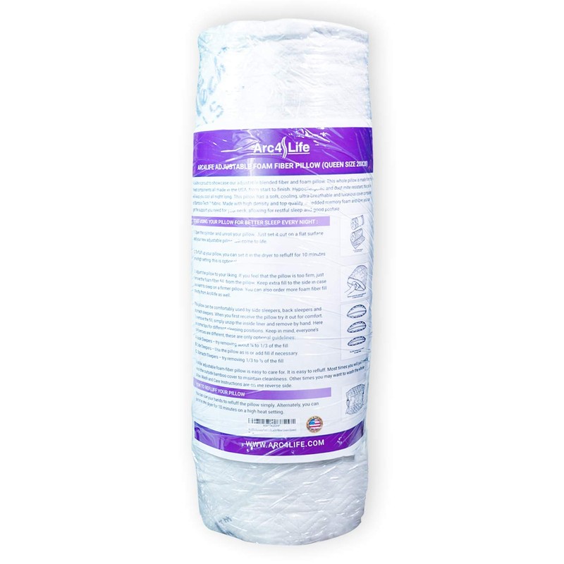 Arc4life Adjustable Memory Foam Neck Pillow Cooling Fabric Queen