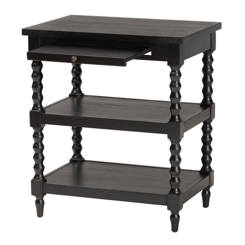 Baxton Studio Imogene End Table with Turned Legs, Black