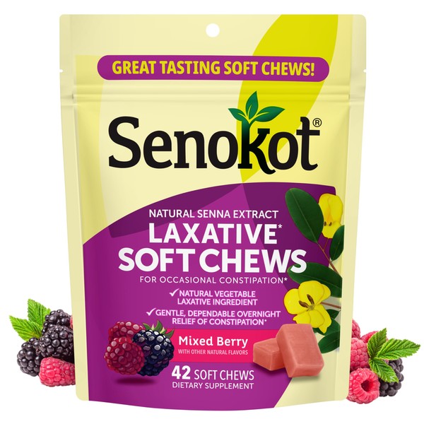 Senokot Laxative Soft Chews, Overnight Constipation Relief with Senna Extract,