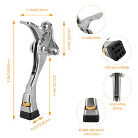 GoldPig Door Stoppers, 4 Packs Kickdown Door Stop with One-Touch semi-Automatic Satin Nickel Door Stopper Adjustable Height and Rubber Tip 4 Inches, Heavy Duty Door Stops, Door Holder.