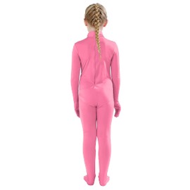 Full Bodysuit Kids Dancewear Solid Color Spandex Zentai Child Unitard (Pink, Large)
