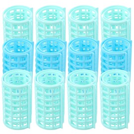 FRCOLOR 12 Pieces Plastic Hair Rollers Self Grip, Manual Hair Curlers Rollers Hairdressing Curlers Snap on Rollers No Heat Hairdressing Tools for Women Girls (Assorted Color)