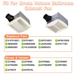 Hiorucet S-97016621 Fan Motor & Blower Wheel for Broan Nutone Replacement Parts, QTN80L, QTR080, QTR070, QTR080L, QTR080F, QTRN080, QTR070L, JA2R348D, 99080568 Broan Nutone Bathroom Exhaust Fan Motor.