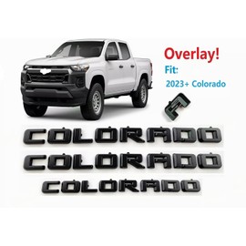 Overlay Emblem 3D Letter Side Door Rear Tailgate Badge Nameplate Compatible for 2023-2024 Colorado Set of 3Pcs (Matte Black)