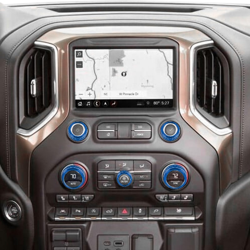 CheroCar Radio AC Knobs Cover Center Console for Chevy Silverado