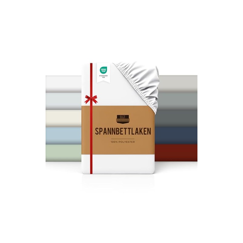 puredown Set of 2 Fitted Sheets 90 x 200 cm