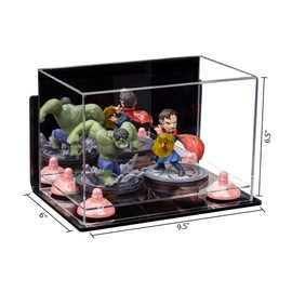 Better Display Cases Versatile Acrylic Display Case - Small Rectangle Box with Mirror, Wall Mount, Pink Risers and Clear Base 9.5" x 6" x 6.5" (A005-PNR)