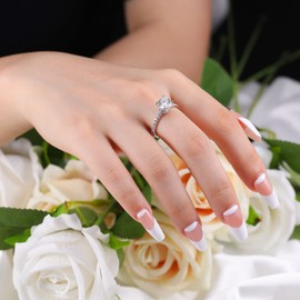 Ladylike Moissanite Engagement Ring for Women Solitaire Ring D Color 925 Sterling Silver VVS1 Promise Ring for Her Lab Created Diamond Rings 1.5 Carat Size 4.5