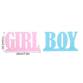 Boy Girl Wooden Table Decoration, Gender Reveal Boy Girl Letter Table Signs with Base, Decorative Centerpieces for Party Wedding Baby Shower