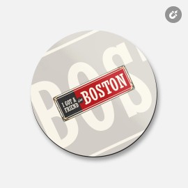 Unbranded Boston Retro Travel Tin Sign | 4'' X 4'' Round Decorative Magnet