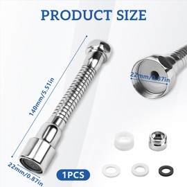 VZXZXE Tap Extension 14 cm, 360° Swivel Function, Explosion-proof and Rustproof, Suitable for Bathroom and Kitchen Tap Extensions