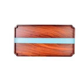 Resin and Ebony Wood Tray Creative Serving Wooden Trays Decorative Natural Stylish Rectangular Dish Vanity Food Platter for Kitchen Restaurant Bar Breakfast Dinner Snack Tea Fruit Plates Dishware