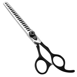 Fenice Peak 7.5'' Dog Chunker Scissors For Grooming 440C Stainless Steel Black Non-Slip Handle Sharp Blades Professional Pet Trimming Scissors for Cats Thinning Rate 75%