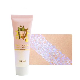 MAEPEOR Face Body Glitter Gel 14 Colors Mermaid Sequins Body Glitter Gel Chunky Holographic Glitter Liquid Body Makeup for Face Body Hair Nails (50ml, Color T03)