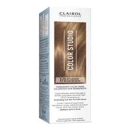 Clairol Professional Color Studio Permanent Hair Colour Medium Gold Blonde 7/3 (110ml) - With Metal Purifier for 6x Less Breakage, 10 Weeks Rich Colour Result & 100% Grey Coverage - Includes Hair