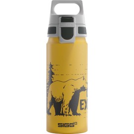 Sigg - Aluminium Kids Water Bottle - WMB ONE Brave Bear - Suitable For Carbonated Beverages - Leakproof - Lightweight - BPA Free - Climate Neutral Certified - Yellow - 20 Oz