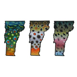 Vermont 6" Trout Fly Fishing Bumper Sticker Decal Set Waterproof Vinyl Great Gift for Angler Truck Jeep Boat Car Brown Trout Rainbow Trout Brook Trout
