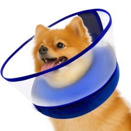 Furrtripsy Inflatable Dog Cone Collar with Detachable Sturdy Shield,Soft&Lightweight-Ideal for Post-Surgery Recovery and Daily Wear,Suitable for Small Medium Large Dog Breeds(Blue,M+)