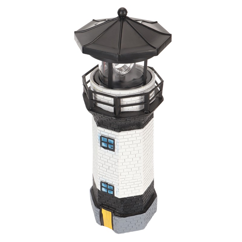 Solar Lighthouse 360 Degree Rotating Lighthouse Decoration Fadeless Resin LED