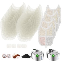 Filters Replacement Filter for FS10 Plus, 6 Layer Filter, Pet Drinking Fountain for 138 fl oz/4.1L FS10 Plus (White, 4 Filters + 16 Sponges + 4 Pump Filters)