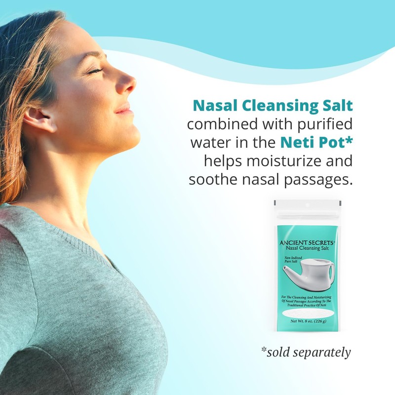 ANCIENT SECRETS Nasal Cleansing Salt, Non-Iodized, 6-Pack – USP-Grade Sodium