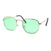 Vintage Square Gold Thin Metal Frame Sunglasses Green Lens UV
