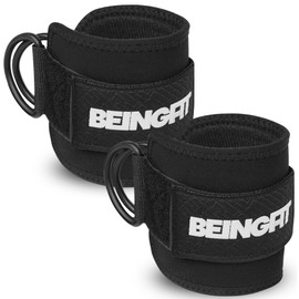 Beingfit [Heavy Duty] Ankle Strap - Perfect for Cable Machines, Kickback and Leg Training, Includes Hip-lifting Support, Muscle Training Accessories, Training Gear
