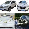 KATLKIU Flower Bridal Car Decoration, 9 Suction Cups, Artificial White
