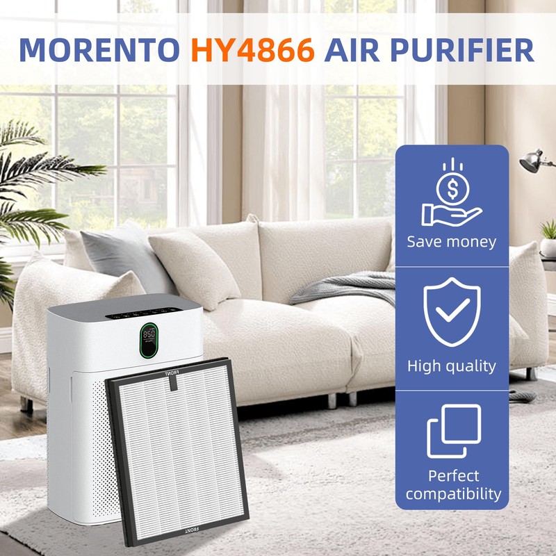 HY4866 True HEPA Replacement Filter for MORENTO Air Purifier and