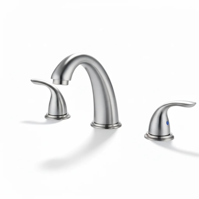Bathroom Faucet Brushed Nickel Alloy Widespread Deck-Mounted 3-Hole 2-Handle Modern