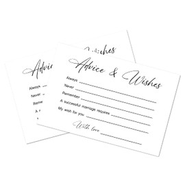 RokAPary Modern Minimalist Wedding Advice Cards, 50, White, For Bridal Shower, Newlyweds Reunion, Reception, Celebration, Rehearsals, Dinner Parties, Events