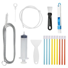 APMGONT 16 Pieces Fridge Drain Hole Cleaning Set, Fridge Cleaning Set, Reusable Cleaning Brush for Fridge with Hose, Syringe, Fridge Brush, Defroster (1.5 Metres)