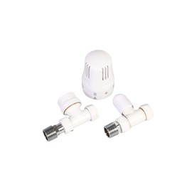London Taps Thermostatic Radiator Valve TRV and Lockshield Set, White Straight Valves, Standard 15mm Connection, Central Heating Radiator or Towel Rail Valves