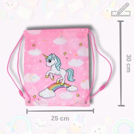 damaloo Unicorn Nursery Bag 25 x 30 cm for Girls - Unicorn Children's Gym Bag - Small Unicorn Bag as Sports Bag - Nursery Backpack for Girls - Nursery Change Clothing Bag, pink