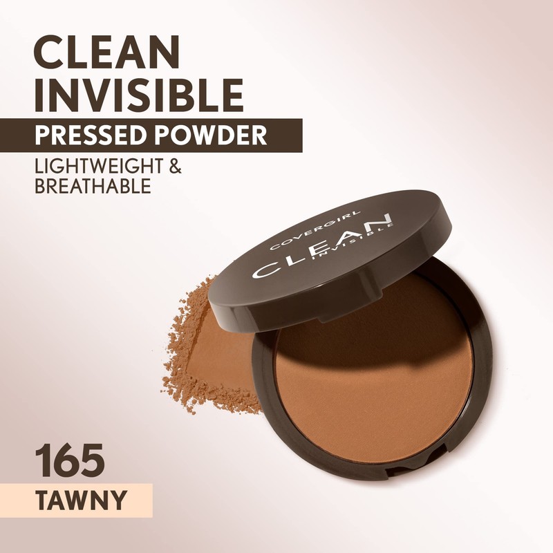 Covergirl Clean Invisible Pressed Powder, Lightweight, Breathable, Vegan Formula, Tawny