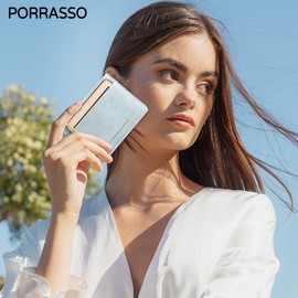 PORRASSO Minimalist Card Bag PU Wallet Women Coin Purse Card Case Card Holder Coin Bag Pouch Light Blue