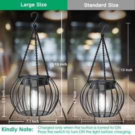 UBright Solar Powered Lights Outdoor Waterproof Hanging Lights for Outside 15" Metal Solar Lanterns Decorative Outdoor Garden Yard Patio Pathway Decor 2 Pack,Cool White