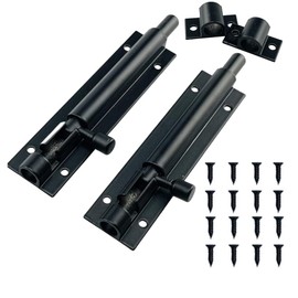 2 Pcs Shed Door Locks Heavy Duty Black Door Bolt Barrel Sliding Latch Lock Durable Slide Bolt with Screws for Shed Doors Gates and Outhouse Doors，Black (4 inch（100mm）)