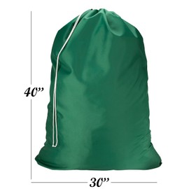 Nylon Laundry Bag - Locking Drawstring Closure and Machine Washable. These Large Bags Will Fit a Laundry Basket or Hamper and Strong Enough to Carry up to Three Loads of Clothes. (Green | 2-Pack)