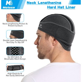 MELASA Skull Cap Cooling Helmet Liner for Hard Hat with Neck Extension Sun Protection Mesh Breathable Sweat Cap for Men Women
