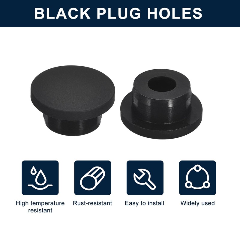 sourcing map 6 Pieces Black Plug Holes, H21 Waterproof Rubber