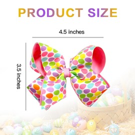 Beleki Easter Eggs Hair Bow Clips, 4.5 IN 2-Layer Hair Bows for Girls Grosgrain Ribbon Bows Hairpins Alligator Barrettes Assorted Eggs Hair Accessories for Easter Spring Holiday Outfit Deor