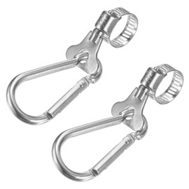 M METERXITY 2-Pack Flag Pole Rings 0.5-0.7 Inches, Adjustable Flag Pole Clips W Flagpole Clamp to Hold Flag, Stainless Steel Flagpole Clips Grommet Rings for Garden/Boat/Vehicle/Yacht