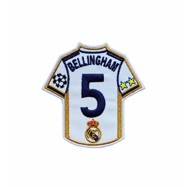 Football Team Player Name Embroidered Badge Patch Iron or Sew On Patch 8cm x 6cm Madrid Bellingham