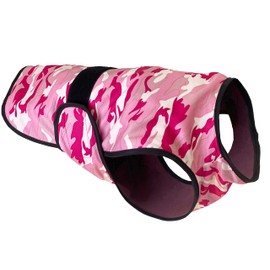 LUCOLOVE Dog Cooling Vest, Lightweight 2-Layer Camo Army Print Pet Cooler Jacket for All Small to Very Large Dogs. UV Protection Cooling Shirt for Beach, Hiking, Walking (Pink, Medium)